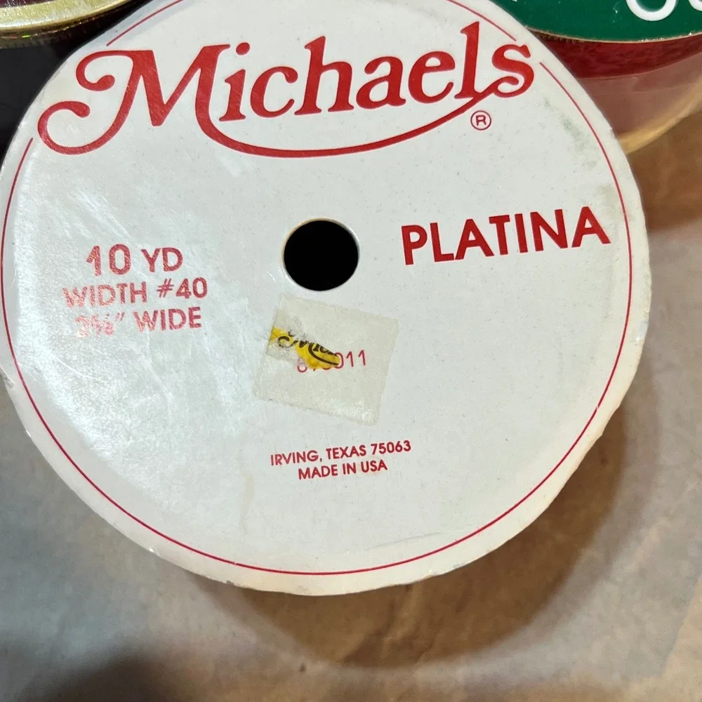 Michaels 3pc Ribbon Spools Red Burgundy Gold Holiday Crafting Gift Wrap 86ft